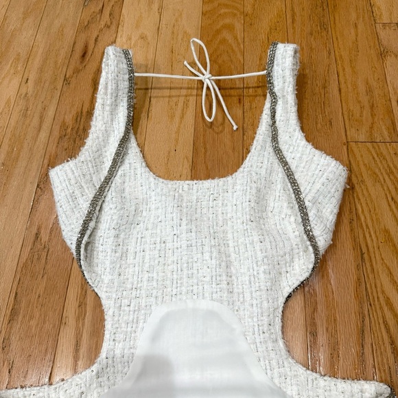 NBD Kenzie Mini Dress in White Tweed Metallic REVOLVE size L - Picture 6 of 12